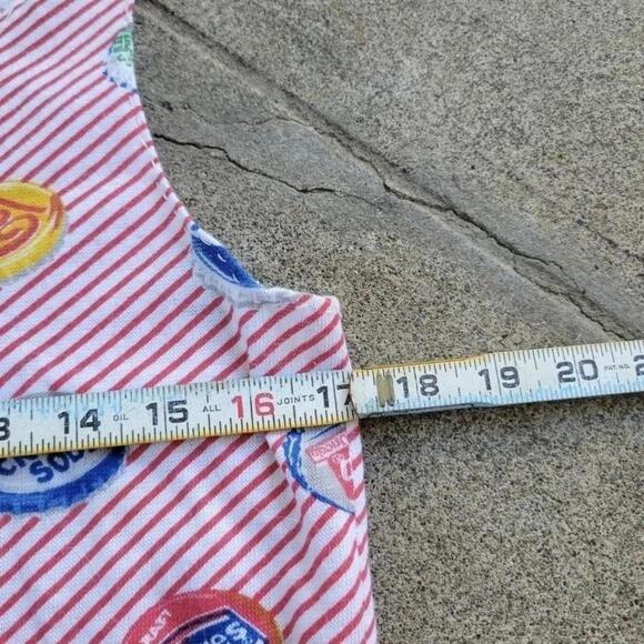 True Vintage 60s Soda Pop Bottle Caps Pinstripe All Over Print Tank Top S - Picture 3 of 4